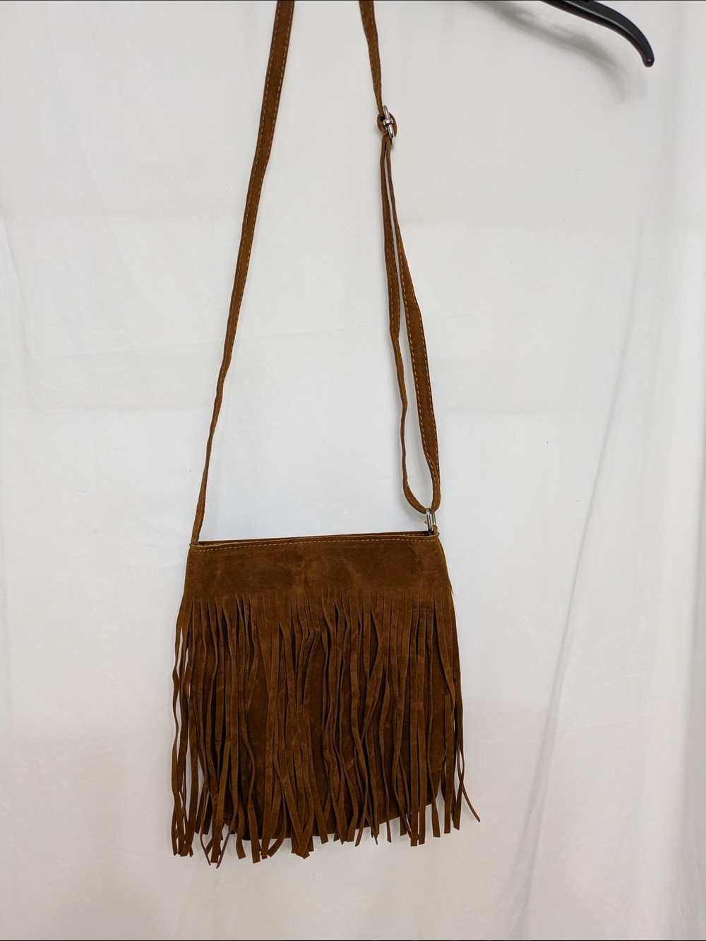 Fringe Suede Crossbody Bag - Brown